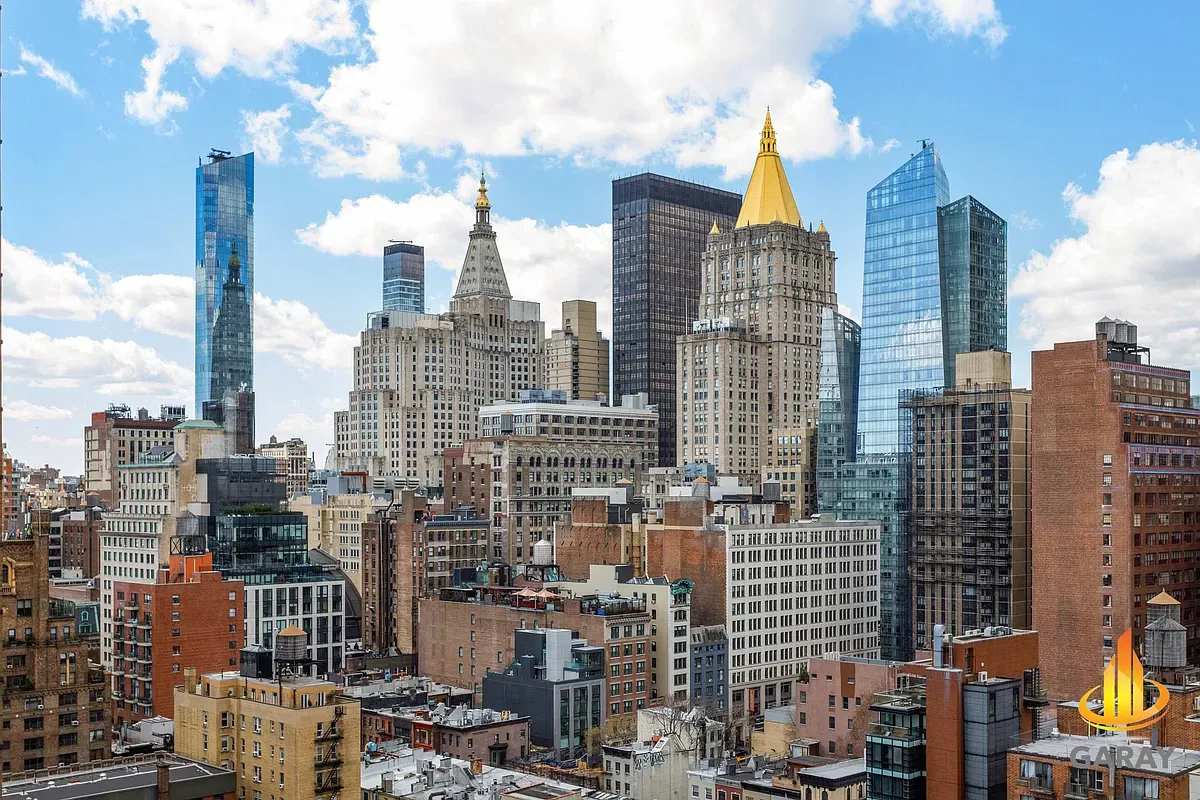 Daytime view north over Midtown from a high floor