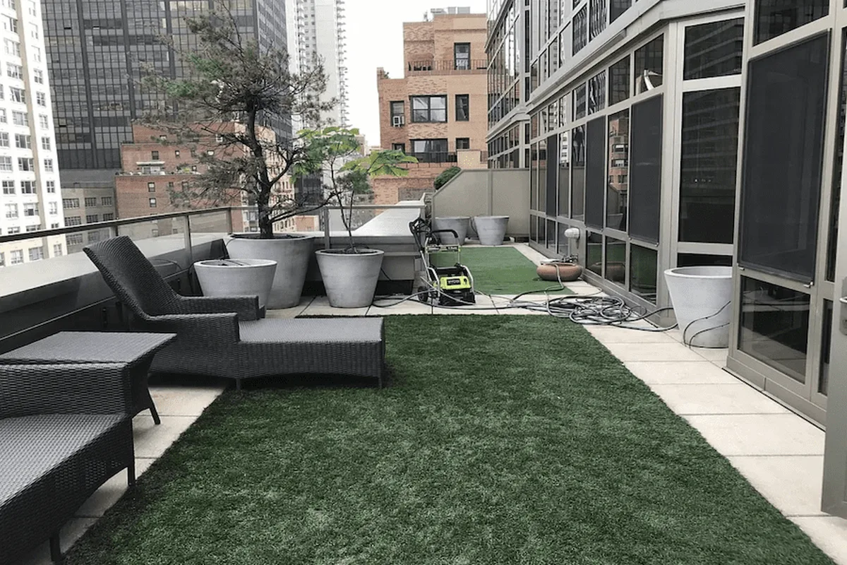 Private terrace with artificial turf at The Milan condominium