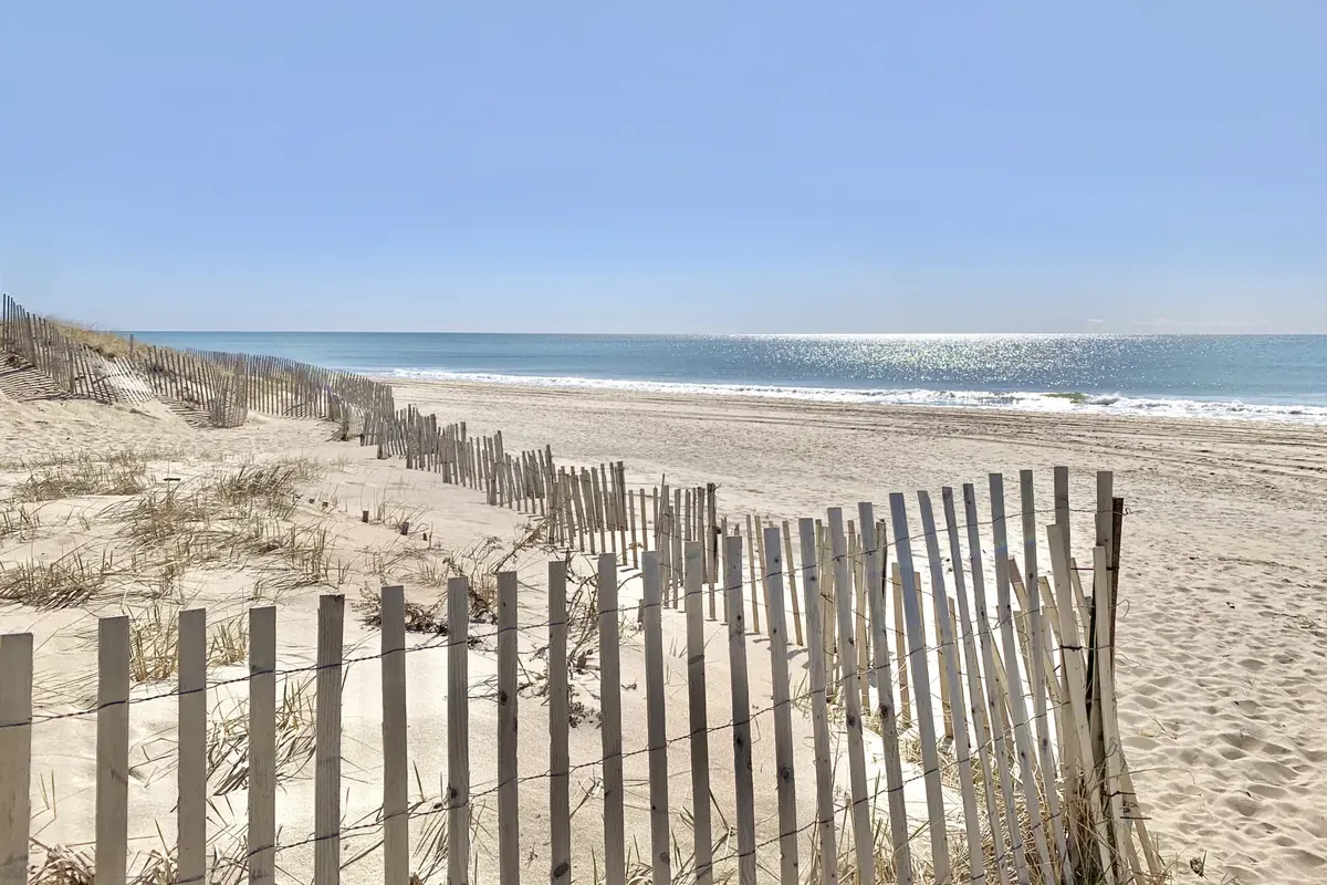 Fenced dunes leading to an Atlantic beach on the South Fork of Long Island